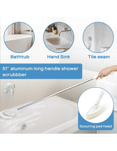 Cepillo Limpiador de Ducha Qaestfy 129,54 cm Mango Ajustable 2