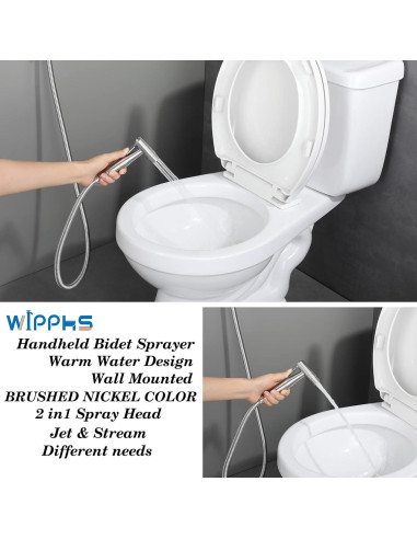 Rociador de Bidet de Mano WiPPhs Niquelado Mate 119 cm