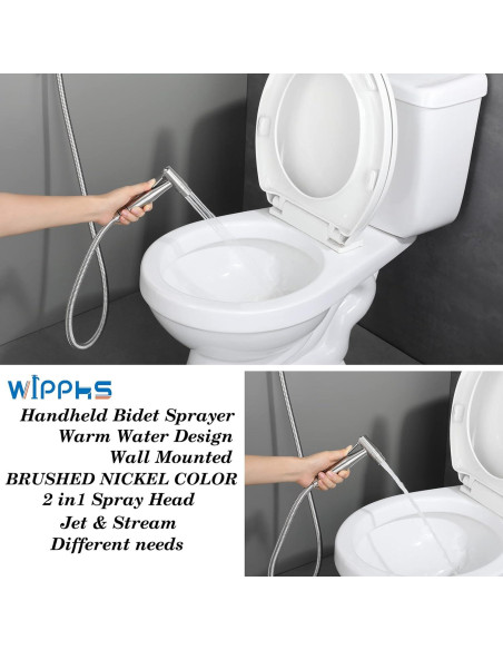 Rociador de Bidet de Mano WiPPhs Niquelado Mate 119 cm