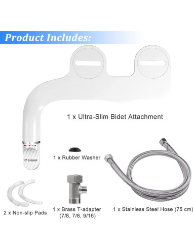 Accesorio de Bidet BIEAR Doble Boquilla Ajustable Blanco