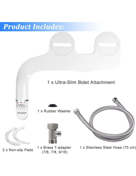 Accesorio de Bidet BIEAR Doble Boquilla Ajustable Blanco