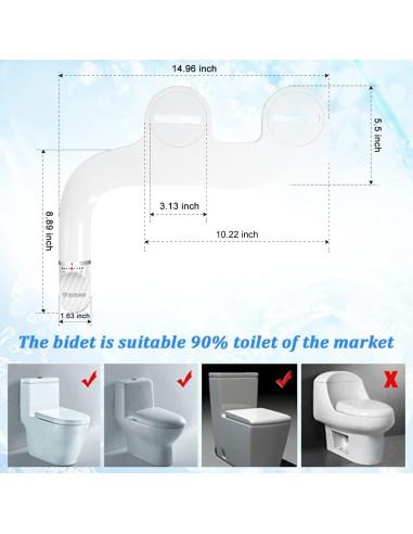 Accesorio de Bidet BIEAR Doble Boquilla Ajustable Blanco