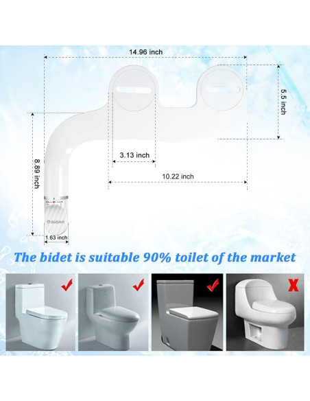 Accesorio de Bidet BIEAR Doble Boquilla Ajustable Blanco