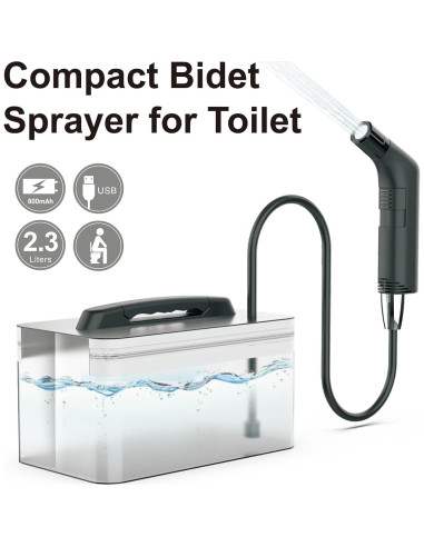 Rociador de Bidet Portátil Rutell 2.3L Recargable USB Negro