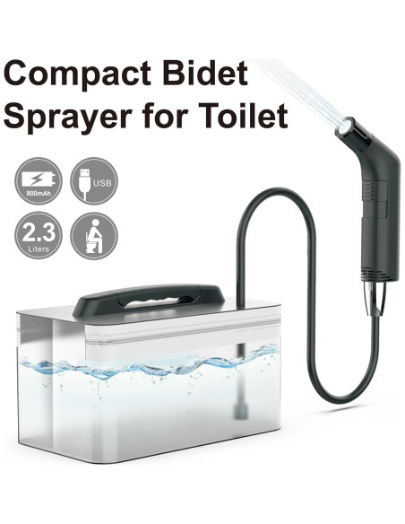 Rociador de Bidet Portátil Rutell 2.3L Recargable USB Negro