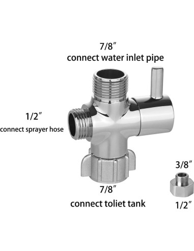 Adaptador en T de latón Carvedexquisitely 3 vías 1/2"