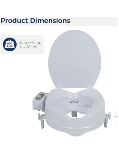 Asiento Elevado para Inodoro Drive Medical con Bidet 10 cm