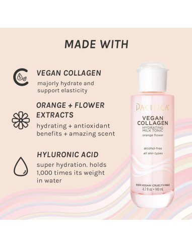 Tónico Hidratante Vegano de Colágeno Pacifica 133g