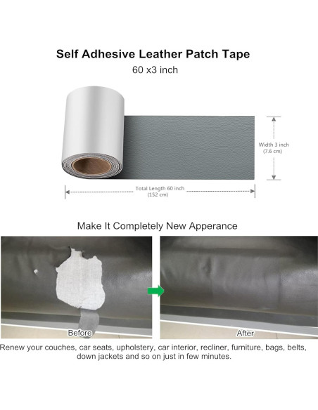 Cinta de Parcha de Cuero ILOFRI 7,62x152,4 cm Gris Claro