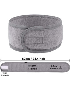 Diadema Facial de Spa Whaline - Paquete de 4 Toallas Rizo Gris 2