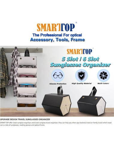 Estuche Organizador de Gafas TOPINCN Plegable 5 Ranuras Cuero