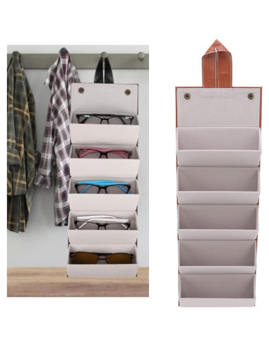 Estuche Organizador de Gafas TOPINCN Plegable 5 Ranuras Cuero