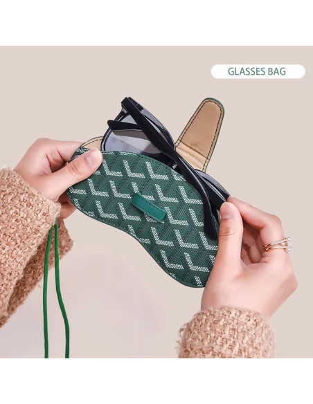 Bolsa de Gafas de Sol Kytasryl Verde Portátil con Cordón