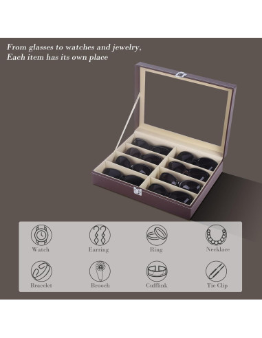 Estuche de Almacenamiento de Gafas AUTOARK Cuero Marrón