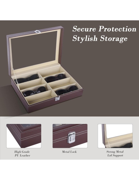 Estuche de Almacenamiento de Gafas AUTOARK Cuero Marrón