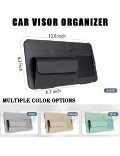 Organizador de Visera de Coche WiiLemz en Cuero Gris 2