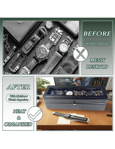 Estuche de Relojes NairSnow para 6 Relojes Negro