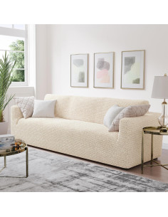 Funda de Sofá Elástica PAULATO Crema 64-85" Ajuste Perfecto 2