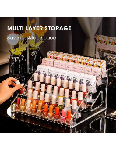 Organizador de Esmaltes de Uñas YIEZI 7 Capas Transparente 2 Pzs