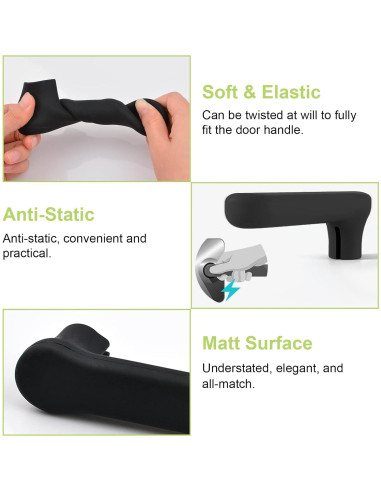 Cubiertas de Manijas de Puerta UFURMATE 2 Piezas Silicona Negra