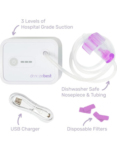 Aspirador Nasal Eléctrico NozeBot Dr. Noze Best + 40 Filtros
