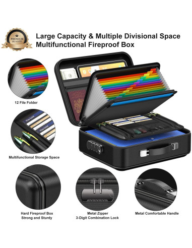 Caja de Documentos a Prueba de Fuego COLCASE 2.14 kg Negra