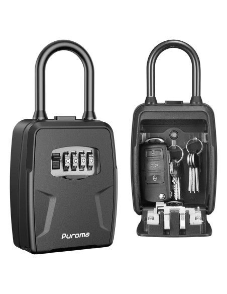 Caja de Llave Grande Puroma Negra con Combinación 4 Dígitos