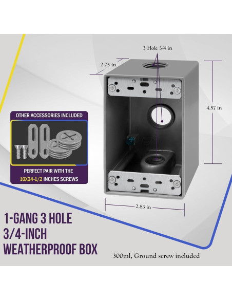 Caja de salida a prueba de clima ENERLITES 1-gang 11.62 cm
