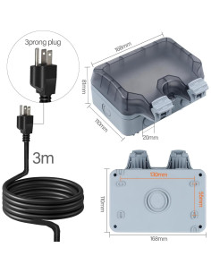 Caja de Salida de Energía Exterior Ungroupimo IP66 2 Tomas 2