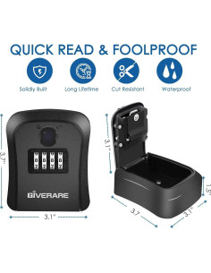 Caja de Seguridad GIVERARE 4 Dígitos Montaje en Pared Negra 2