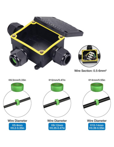 Caja de Conexiones Impermeable QIANZHIYUAN IP68 3 Vías