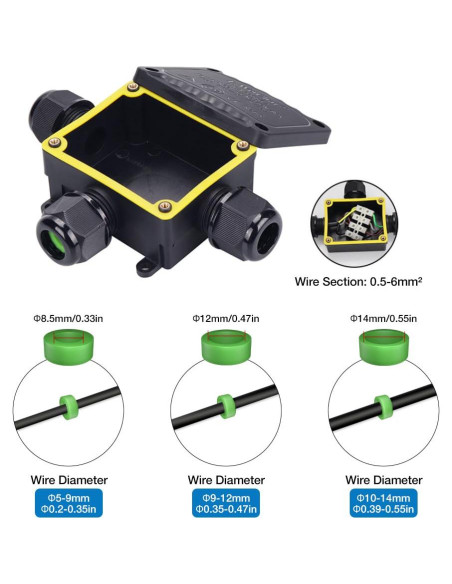 Caja de Conexiones Impermeable QIANZHIYUAN IP68 3 Vías
