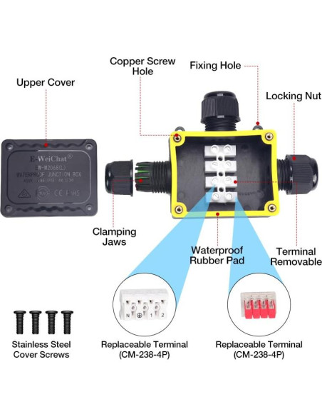 Caja de Conexiones Impermeable QIANZHIYUAN IP68 3 Vías