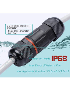 Caja de Conexiones Eléctricas IP68 2Pcs 3 Pines 5.9-8.5mm 2