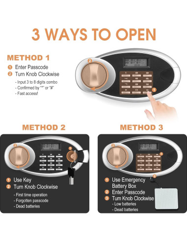 Caja de Seguridad Digital VIDXCVIT 20 cm a Prueba de Fuego