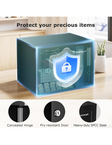 Caja de Seguridad Bonsaii de Acero 0.23 Pies con Llave