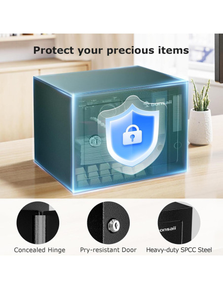 Caja de Seguridad Bonsaii de Acero 0.23 Pies con Llave