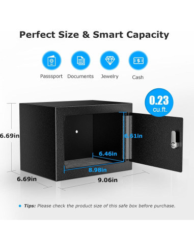 Caja de Seguridad Bonsaii de Acero 0.23 Pies con Llave