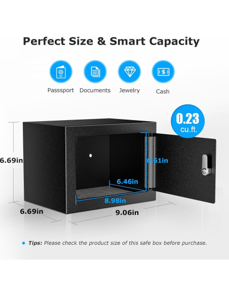 Caja de Seguridad Bonsaii de Acero 0.23 Pies con Llave