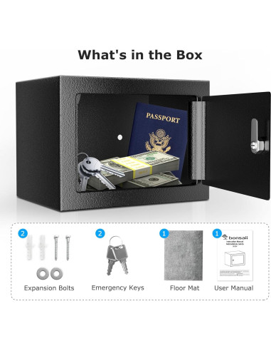 Caja de Seguridad Bonsaii de Acero 0.23 Pies con Llave