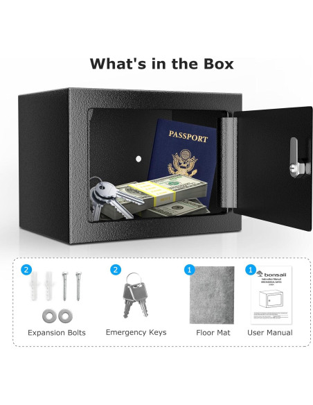 Caja de Seguridad Bonsaii de Acero 0.23 Pies con Llave