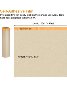 Película de Enmascarar Pre-Cinta uxcell 15m x 0.45m 2 Rollos 2