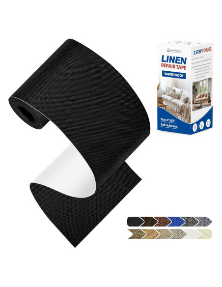 Kit de Parche de Cinta Reparación Tela KING MOUNTAIN 10,16x160cm Negro