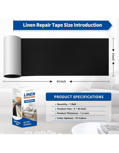 Kit de Parche de Cinta Reparación Tela KING MOUNTAIN 10,16x160cm Negro