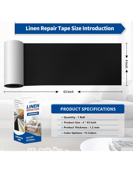 Kit de Parche de Cinta Reparación Tela KING MOUNTAIN 10,16x160cm Negro