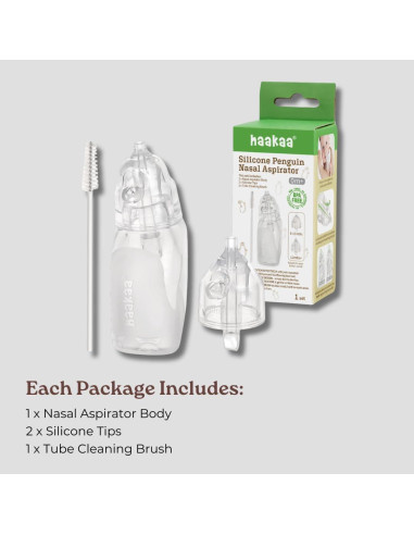 Aspirador Nasal Haakaa Pingüino para Bebés - Silicona Grado Alimenticio
