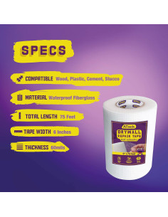 Cinta de Reparación de Yeso ATack 15,24 cm x 22,86 m 2