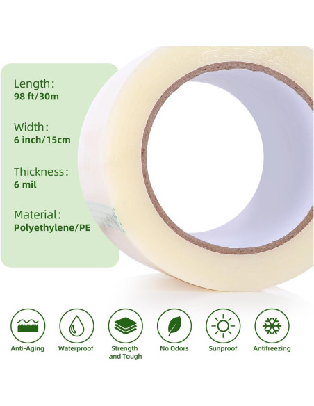 Cinta de Reparación Ohuhu 15,24 cm x 29,87 m Plástico PE