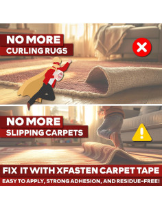 Cinta de Alfombra Doble Cara XFasten 5 cm x 27.4 m Sin Residuos 2
