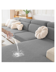 Fundas de Cojín de Sofá Impermeables Hyha 3 Paquetes Gris
